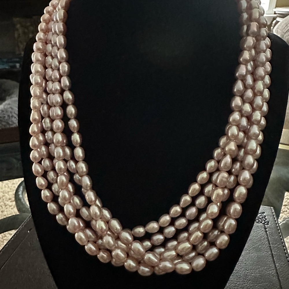 Honora ❤️ 6 Strain Pink Fresh Water Pearl Statement Necklace. Pre❤️Loved - Picture 5 of 13